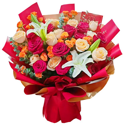 安康19朵玫瑰百合，爱情永不凋零